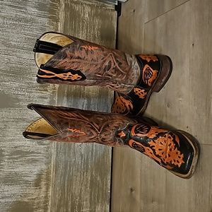 Ferrini Boots, Black & Orange, Sz 9.5